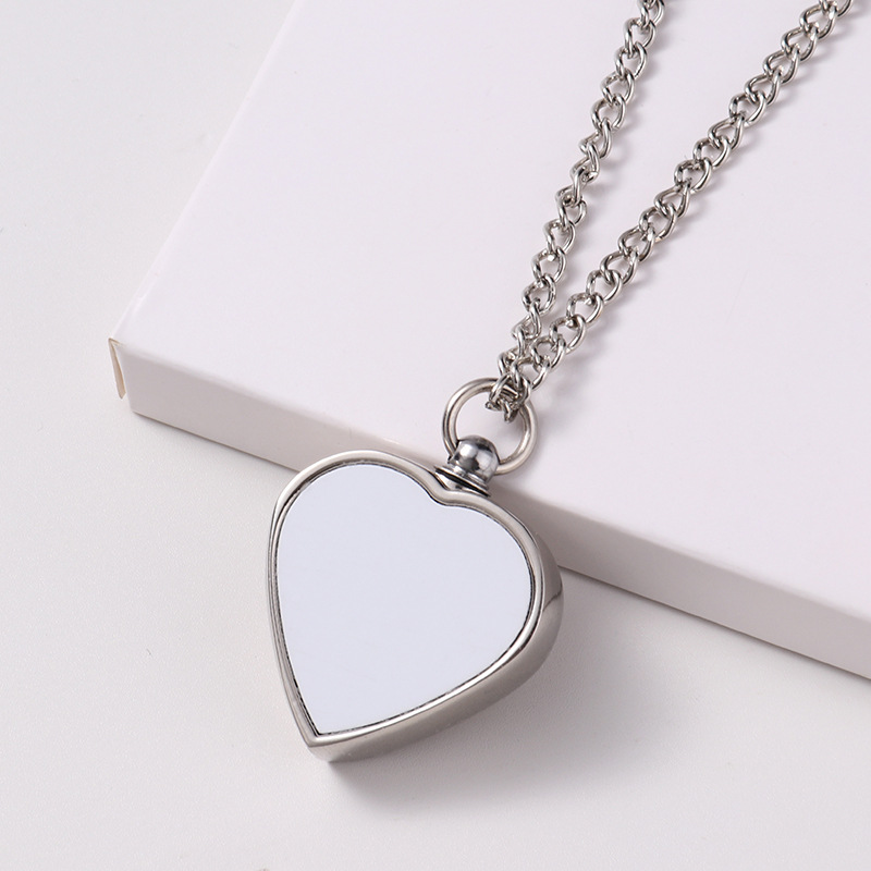 Heart-shaped Pet Ashes Memorial Necklace with Photo Printing
