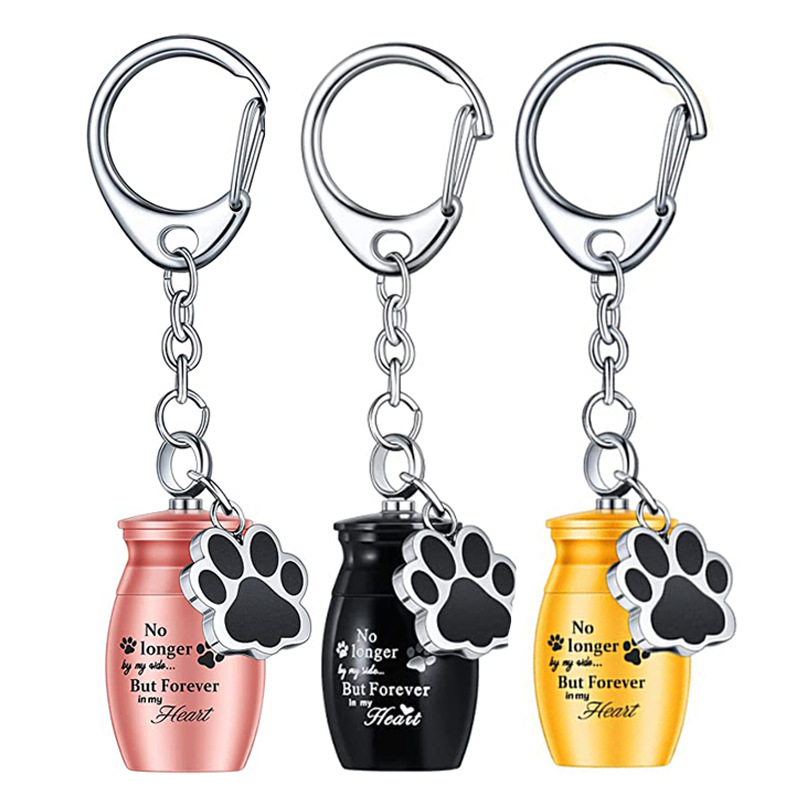 Pet Ashes Keychain with Dog Paw Alloy Pendant