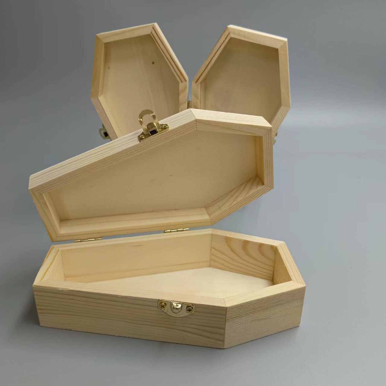 Wooden Pet Urn Box Mini Halloween Coffin Case Multi-purpose Desktop Storage Organizer