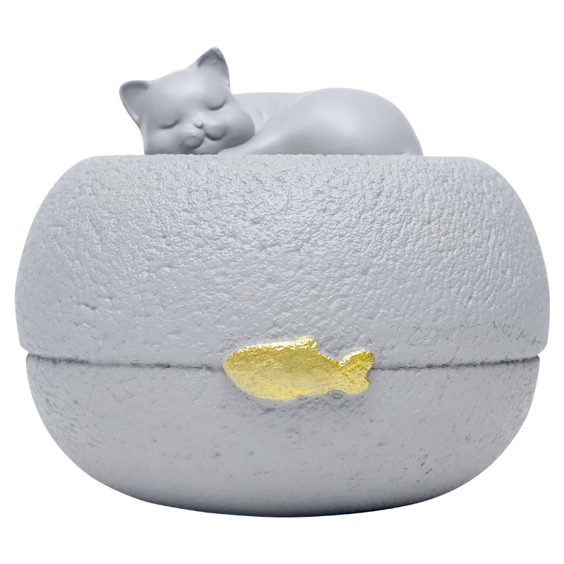Resin Pet Urn Casket for Dog Cat Small Animal Ashes, Pet Memorial Funeral Decor Storage Jar