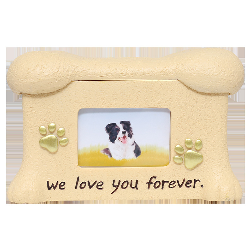 Resin Pet Urn With Photo Frame, Dog Cat Cremation Ashes Storage Memorial Funeral Box