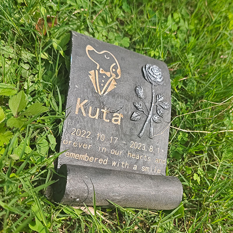 Book Style Resin Pet Grave Marker, Garden Memorial Decor for Dog Cat
