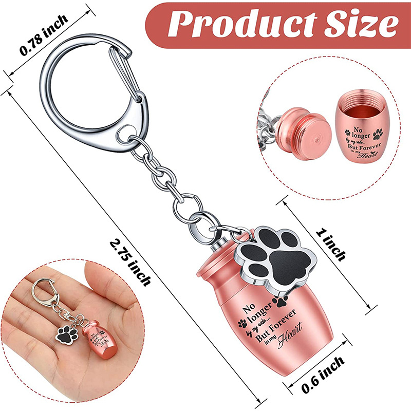 Pet Ashes Keychain with Dog Paw Alloy Pendant
