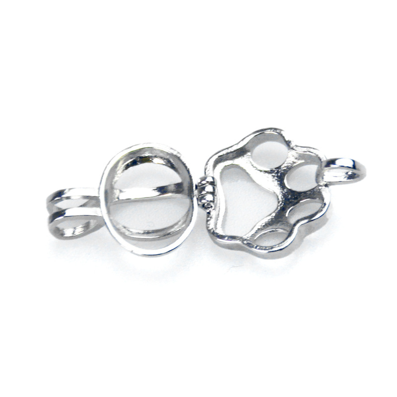 Stainless Steel Hollow Paw Urn Necklace Pet Ashes & Fur Memorial Jewelry