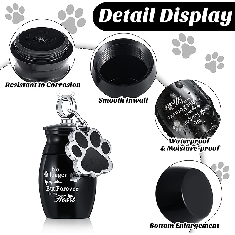 Pet Ashes Keychain with Dog Paw Alloy Pendant