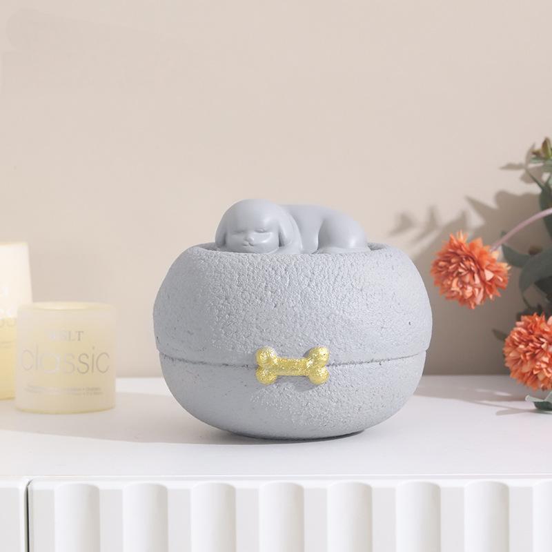 Resin Pet Urn Casket for Dog Cat Small Animal Ashes, Pet Memorial Funeral Decor Storage Jar