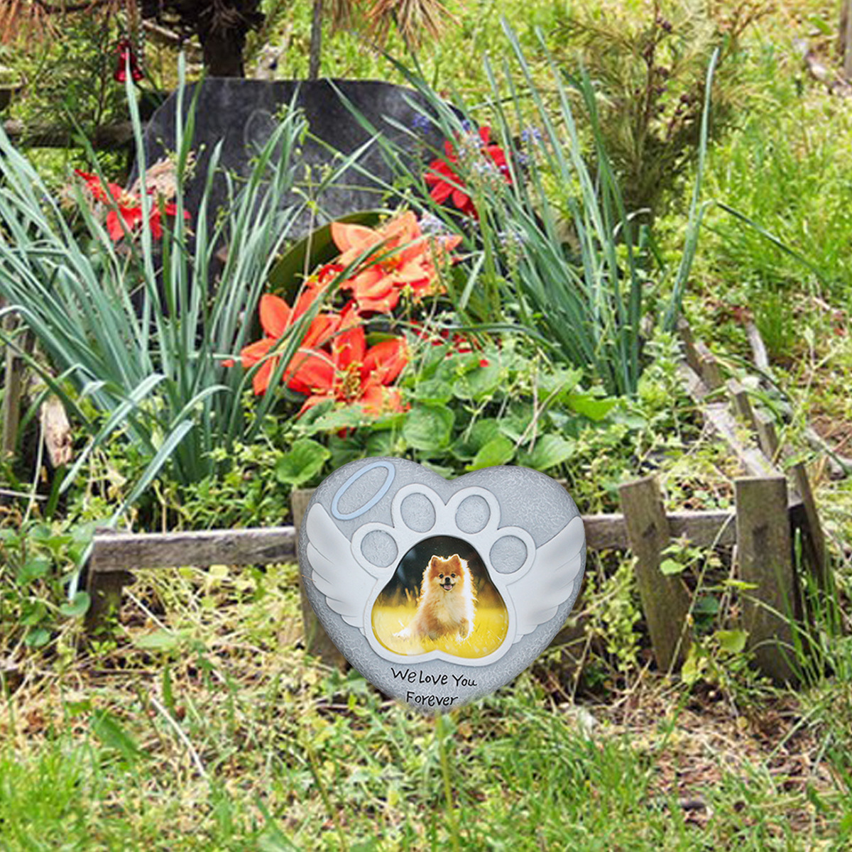 Resin Pet Memorial Tombstone, Decor for Dog Cat Grave