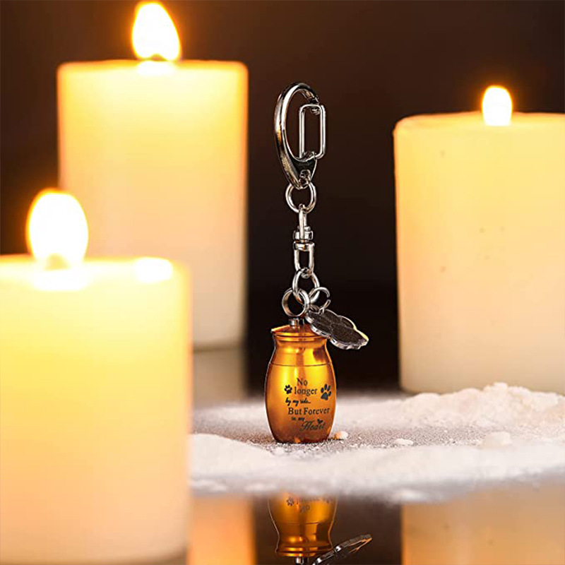 Pet Ashes Keychain with Dog Paw Alloy Pendant