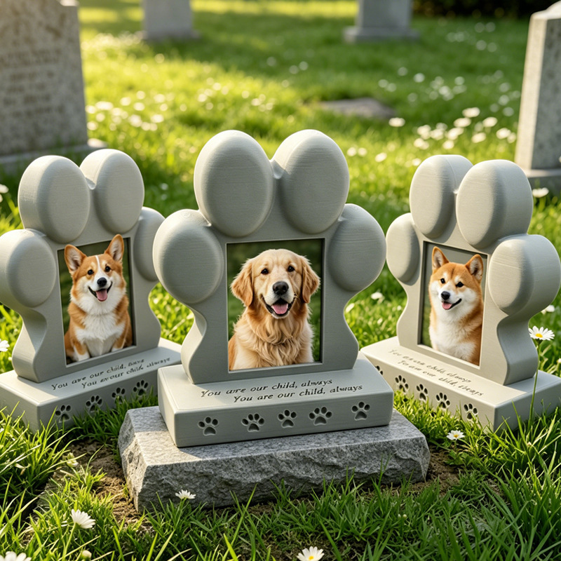 Resin Pet Tombstone Imitation Stone Grave Marker for Dog Cat Memorial