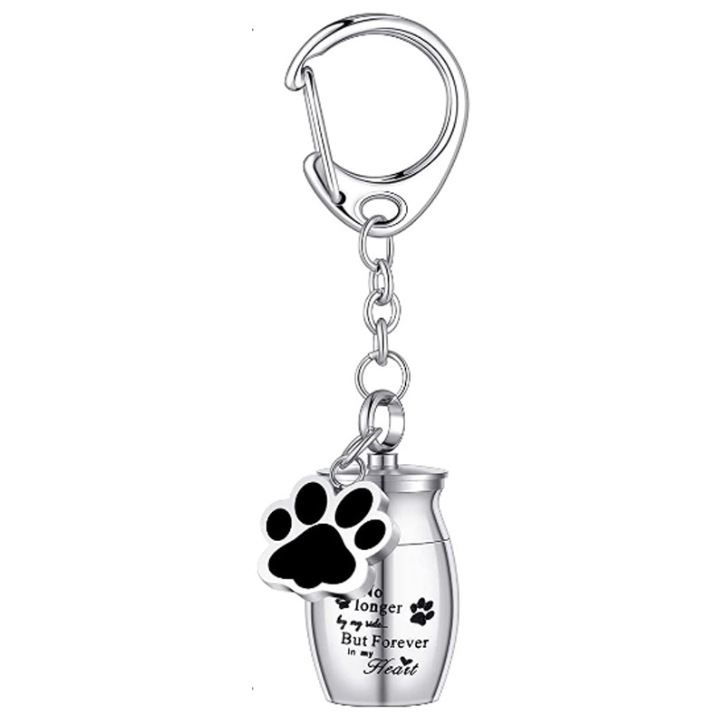 Pet Ashes Keychain with Dog Paw Alloy Pendant