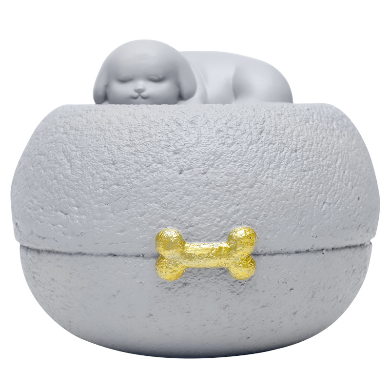 Resin Pet Urn Casket for Dog Cat Small Animal Ashes, Pet Memorial Funeral Decor Storage Jar
