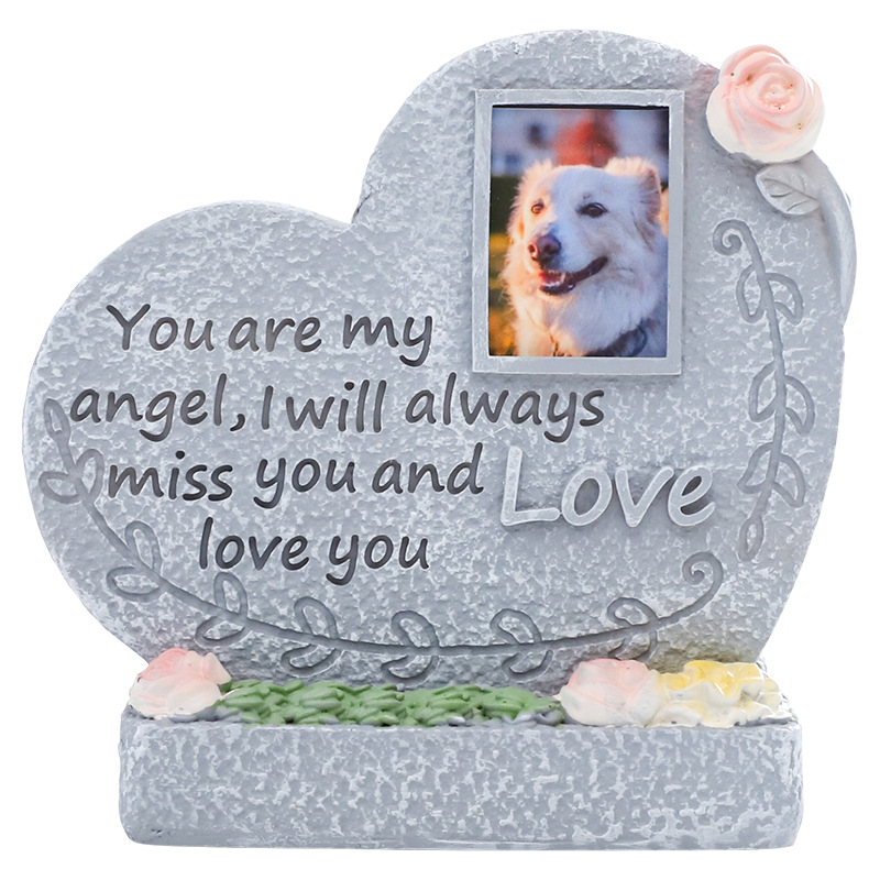 Resin Pet Memorial Tombstone, Dog Cat Grave Marker Funeral Ornament