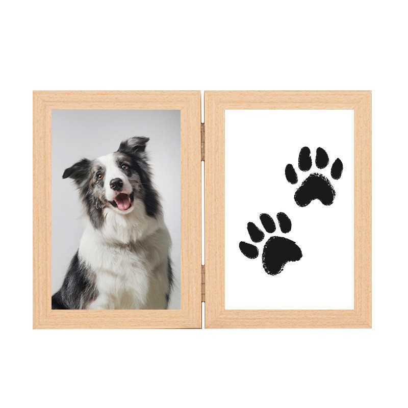 Wooden Baby Hand Foot Print Frame 6/7 Inch DIY Keepsake Photo Frame with Ink Pad