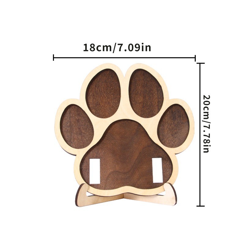 Wooden Pet Memorial Photo Frame, Paw Print Picture Frame for Dog & Cat