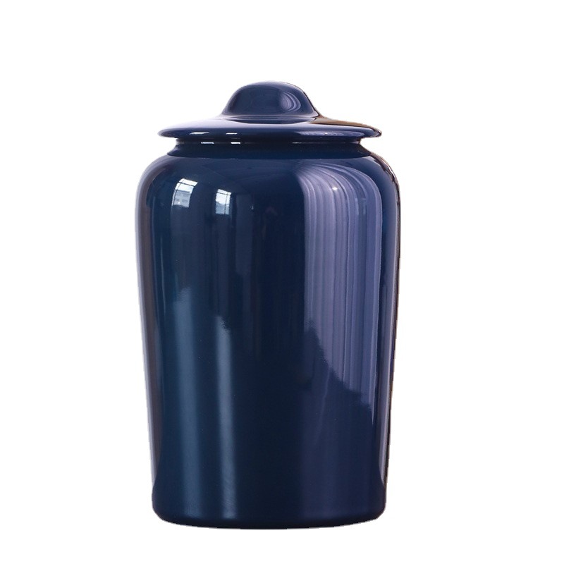 Large-capacity colored glaze ceramic jar - Bone ash storage commemorative box