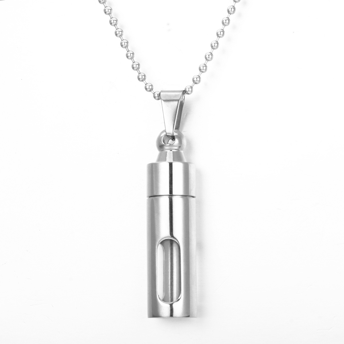 Multi Color Open Glass Urn Necklace Stainless Steel Ashes Keepsake Pendant