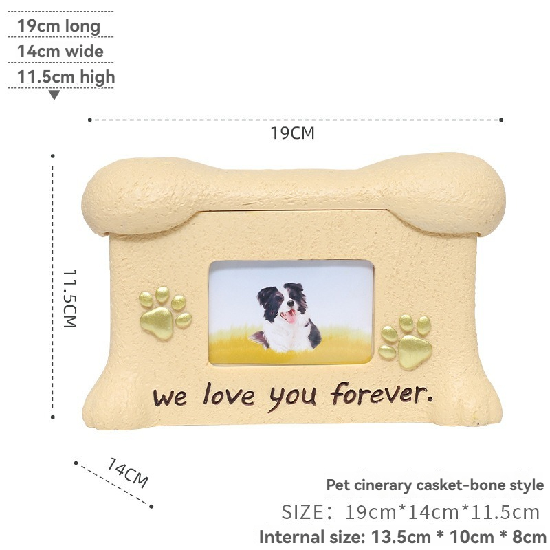 Resin Pet Urn With Photo Frame, Dog Cat Cremation Ashes Storage Memorial Funeral Box