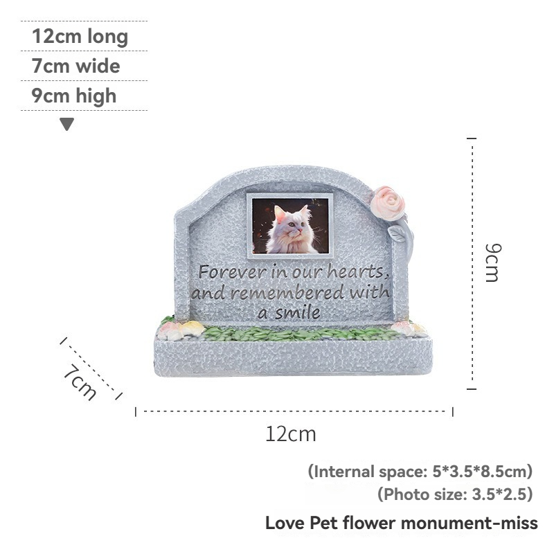 Resin Pet Memorial Tombstone, Dog Cat Grave Marker Funeral Ornament