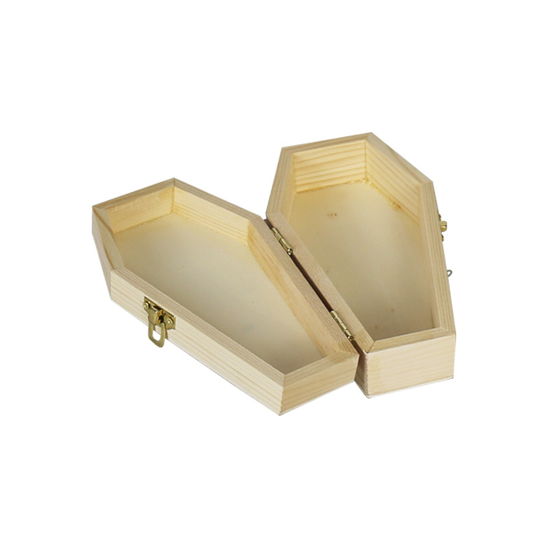 Wooden Pet Urn Box Mini Halloween Coffin Case Multi-purpose Desktop Storage Organizer