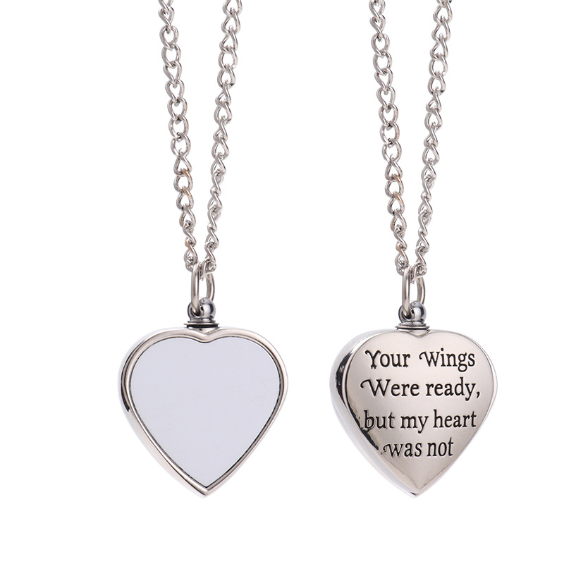 Heart-shaped Pet Ashes Memorial Necklace with Photo Printing