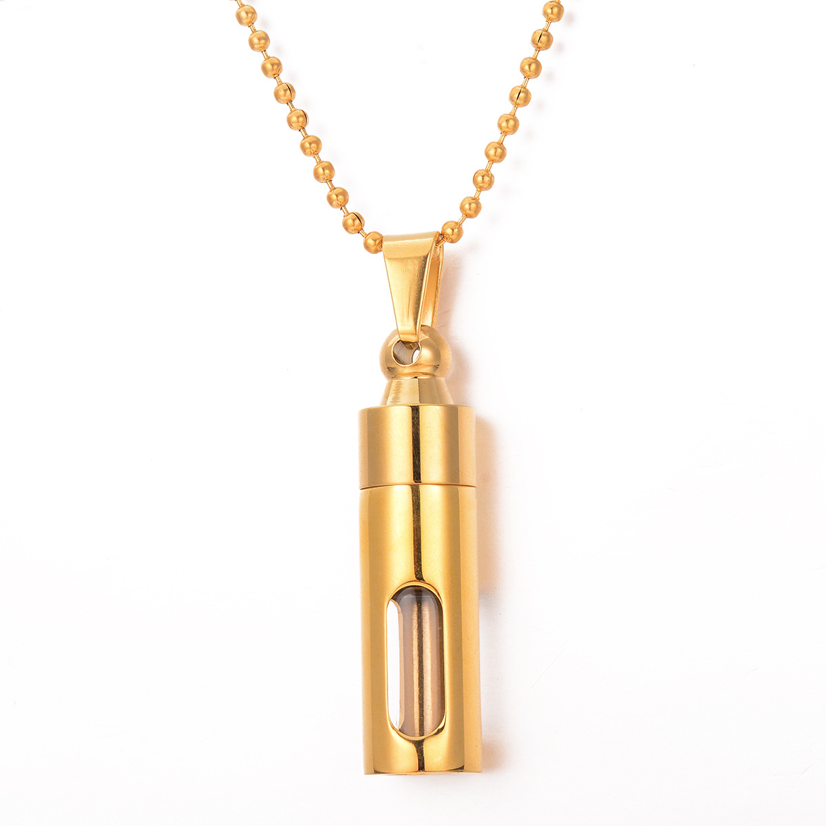 Multi Color Open Glass Urn Necklace Stainless Steel Ashes Keepsake Pendant