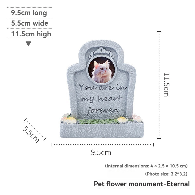 Resin Pet Memorial Tombstone, Dog Cat Grave Marker Funeral Ornament