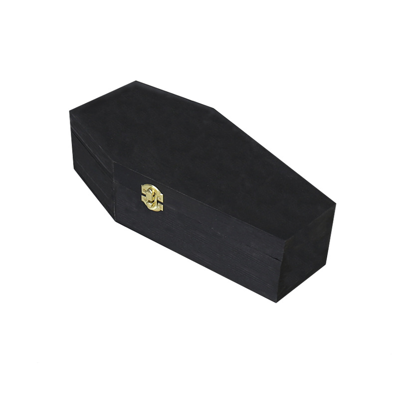 Wooden Pet Urn Box Mini Halloween Coffin Case Multi-purpose Desktop Storage Organizer