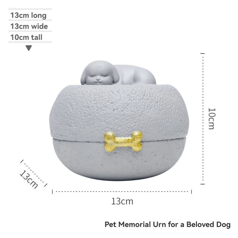 Resin Pet Urn Casket for Dog Cat Small Animal Ashes, Pet Memorial Funeral Decor Storage Jar