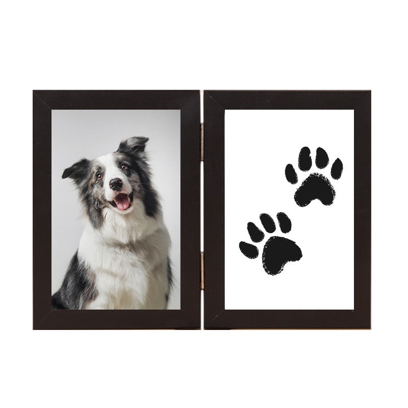 Wooden Baby Hand Foot Print Frame 6/7 Inch DIY Keepsake Photo Frame with Ink Pad