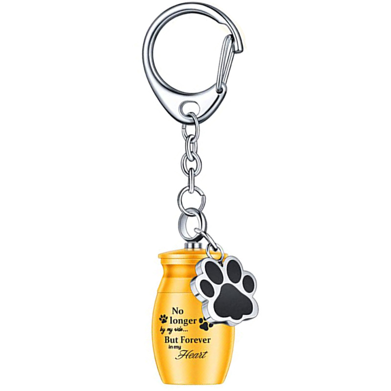 Pet Ashes Keychain with Dog Paw Alloy Pendant