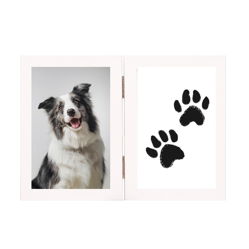 Wooden Baby Hand Foot Print Frame 6/7 Inch DIY Keepsake Photo Frame with Ink Pad