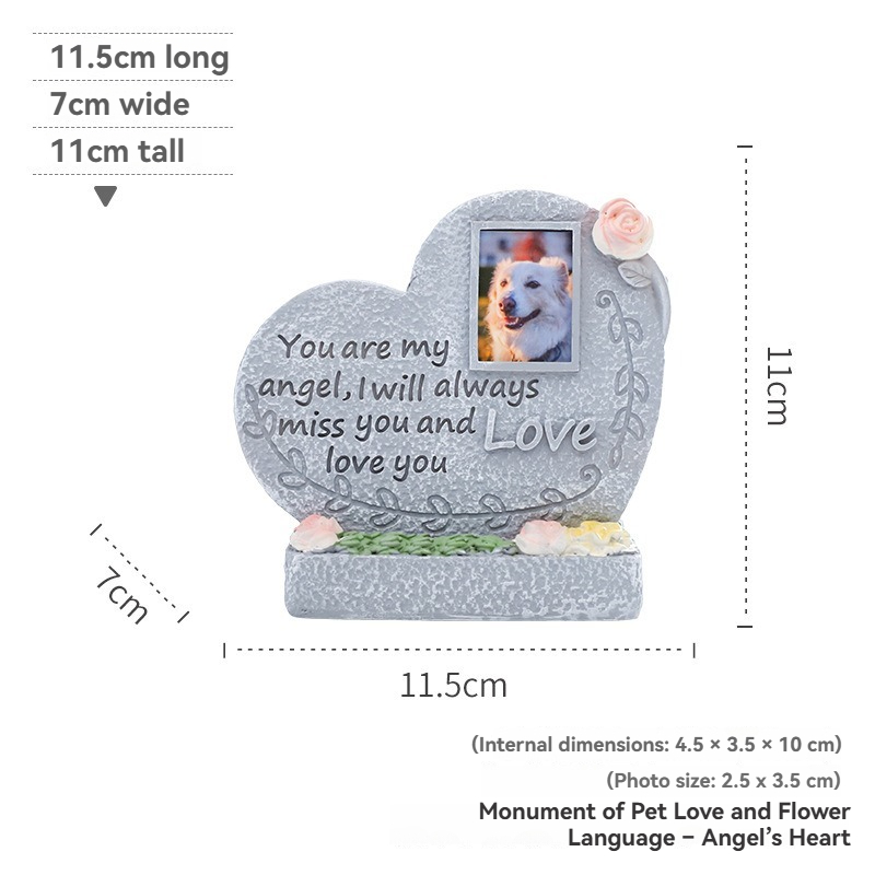 Resin Pet Memorial Tombstone, Dog Cat Grave Marker Funeral Ornament