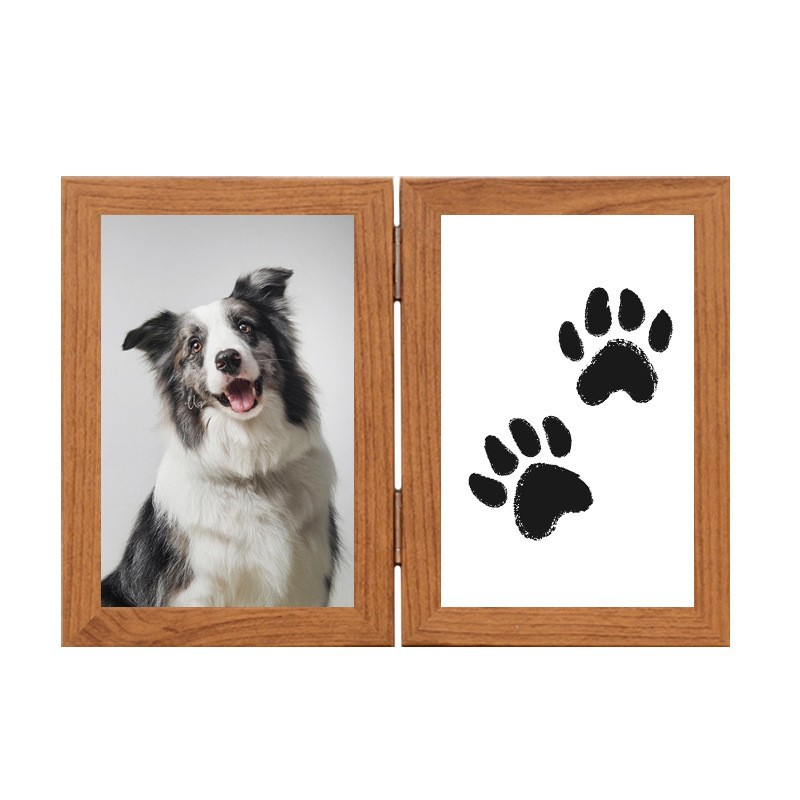 Wooden Baby Hand Foot Print Frame 6/7 Inch DIY Keepsake Photo Frame with Ink Pad