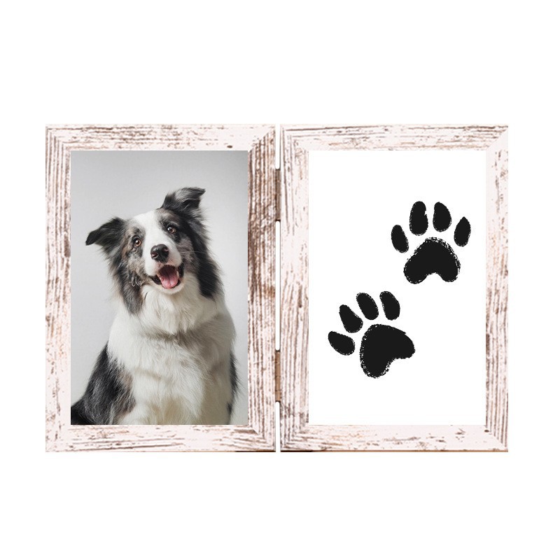 Wooden Baby Hand Foot Print Frame 6/7 Inch DIY Keepsake Photo Frame with Ink Pad