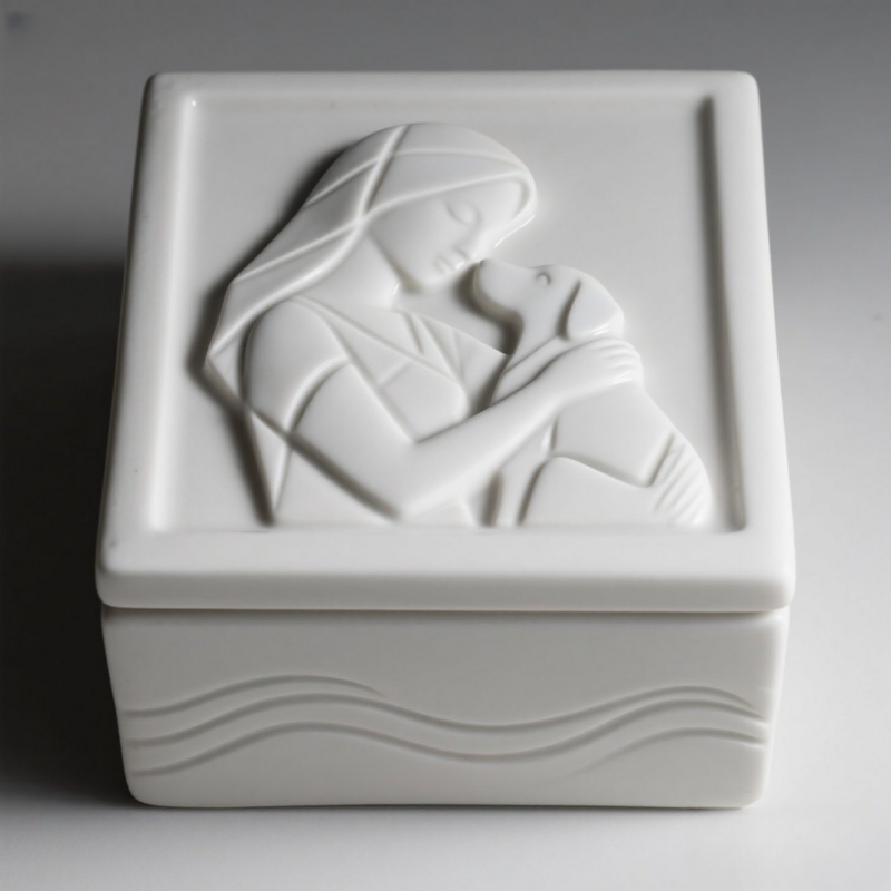 Square gold retriever engraved pet cremation box - Pet memorial gift set