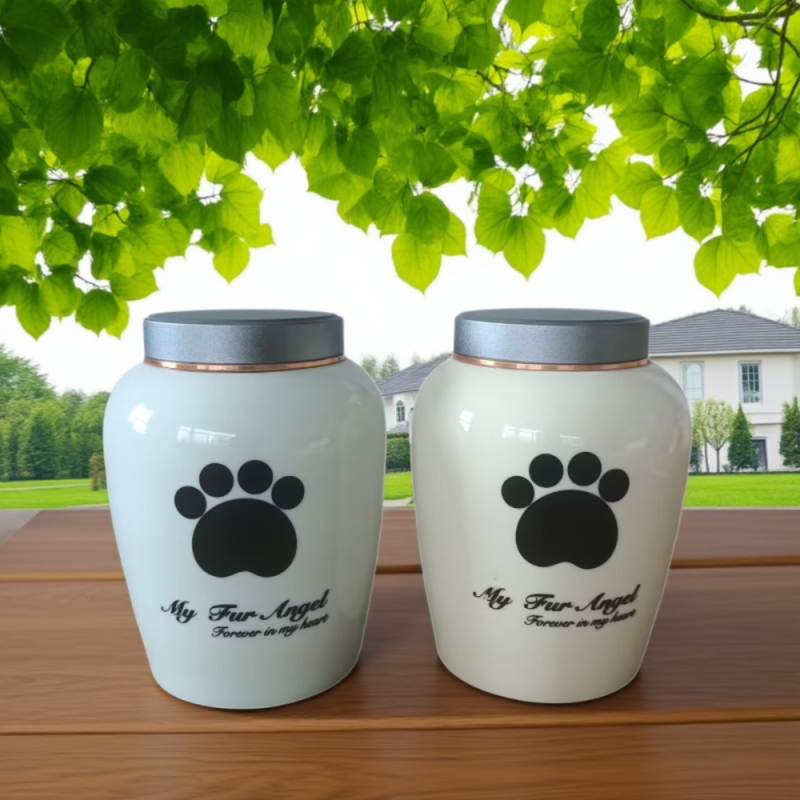 Elegant Paw Print Ceramic Pet Keepsake Box