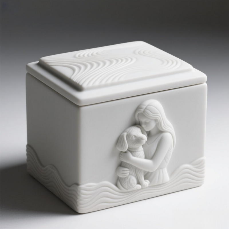Square gold retriever engraved pet cremation box - Pet memorial gift set