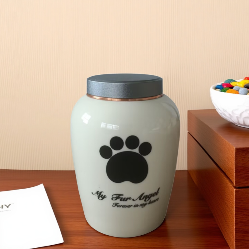 Elegant Paw Print Ceramic Pet Keepsake Box