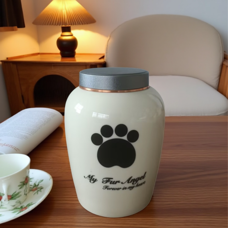 Elegant Paw Print Ceramic Pet Keepsake Box
