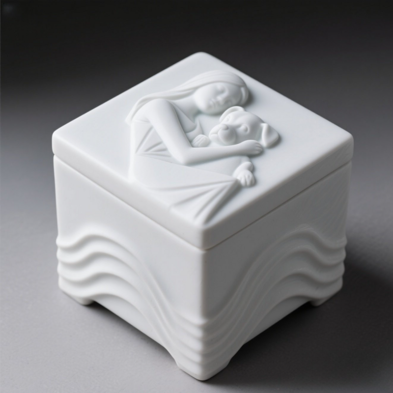 Square gold retriever engraved pet cremation box - Pet memorial gift set