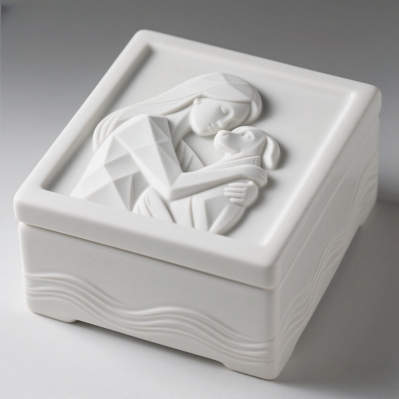 Square gold retriever engraved pet cremation box - Pet memorial gift set