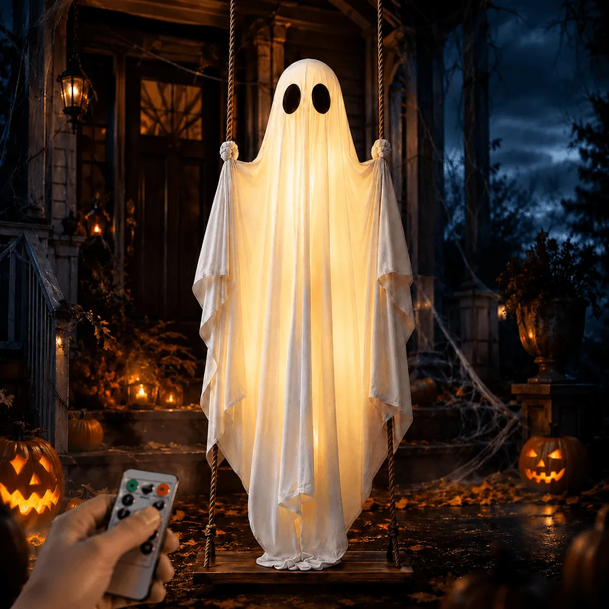 🔥 Limited Time 50% OFF 👻✨ Large Hanging Ghost on Swing – Add Spooky Magic to Your Porch This Halloween! 🎃🌙