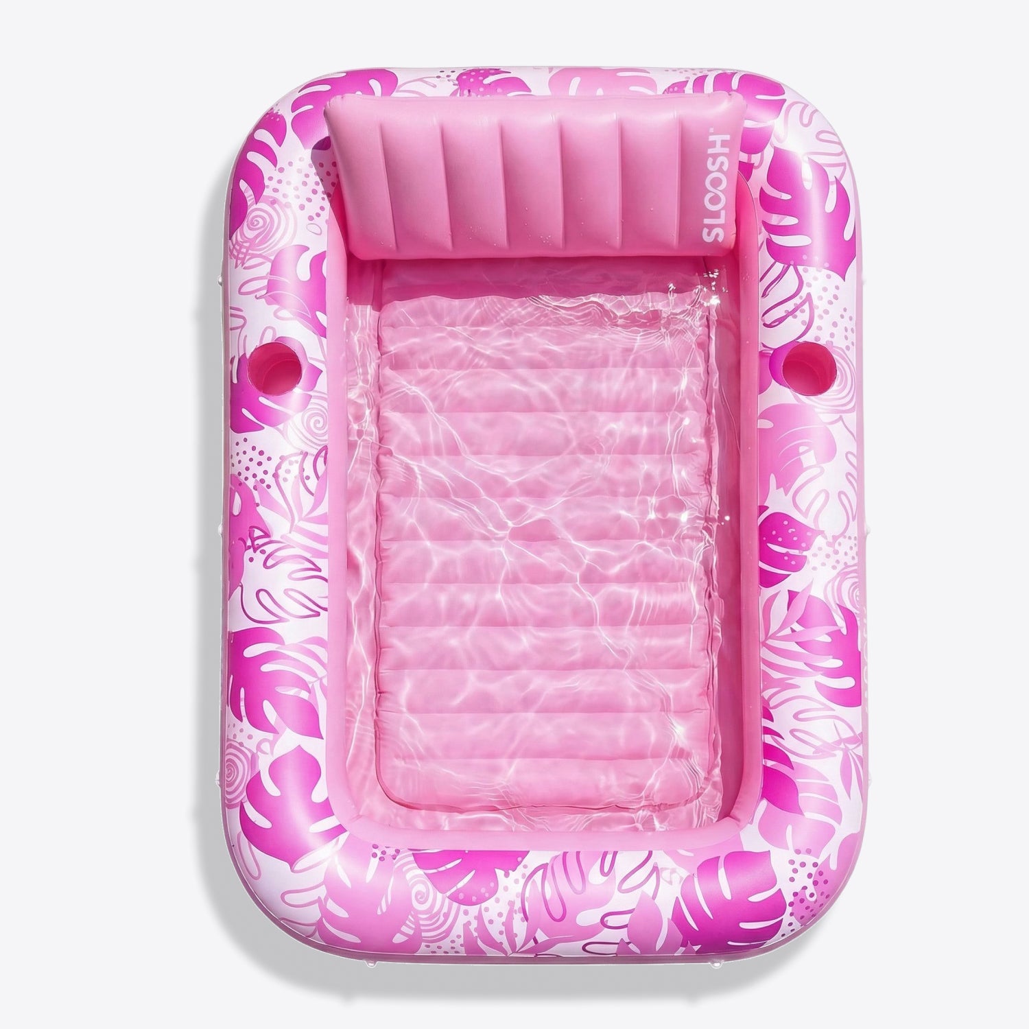 Inflatable sunbathing pool lounger, purple chasing flower pattern, 70 inches x 46 inches