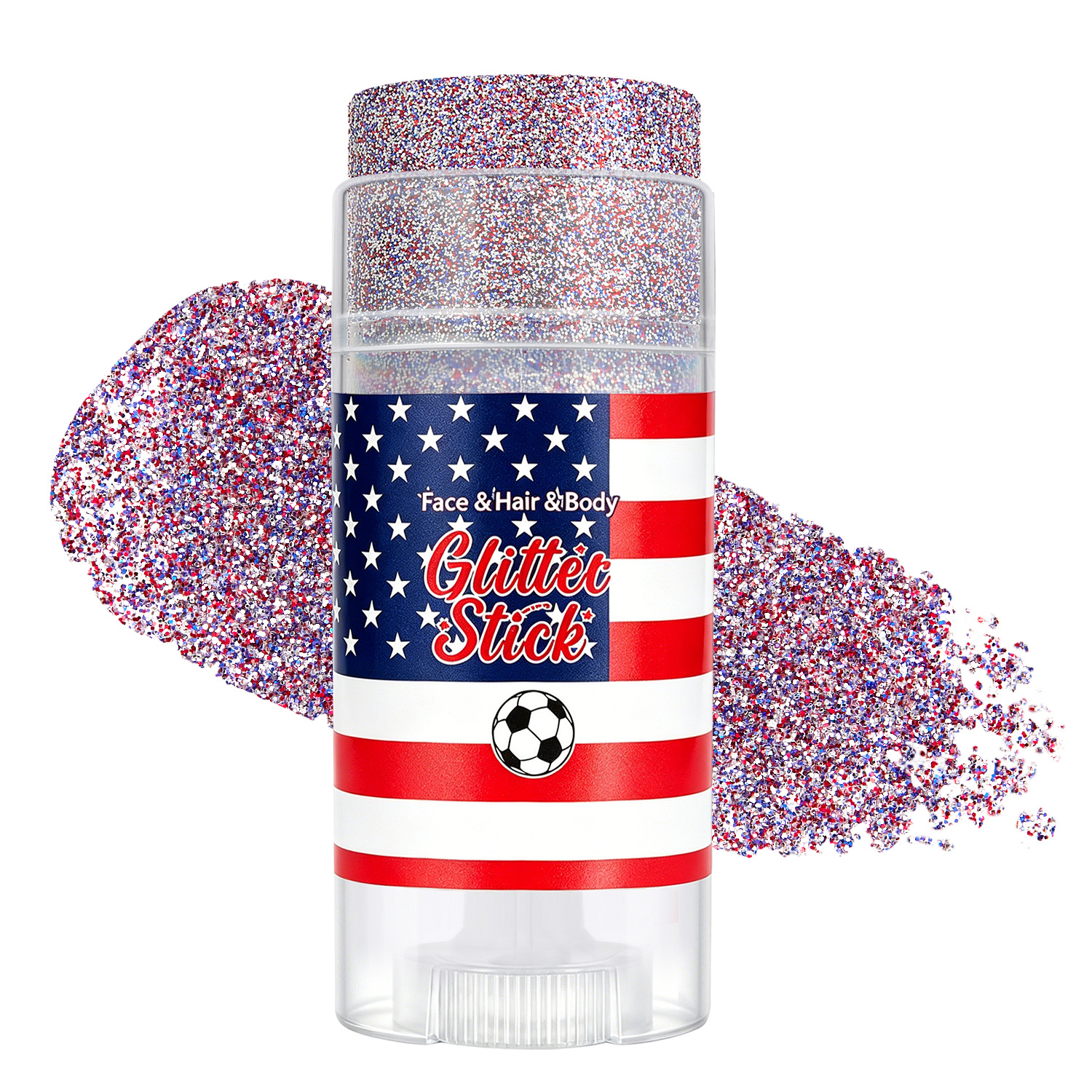 Independence Day body glitter, festive face makeup, five-pointed star high-gloss makeup