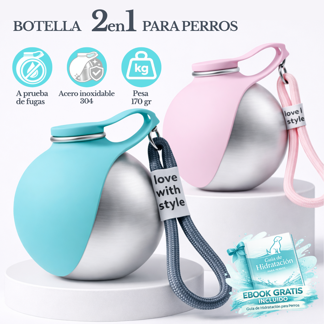  Botella con Cuenco para Perros
