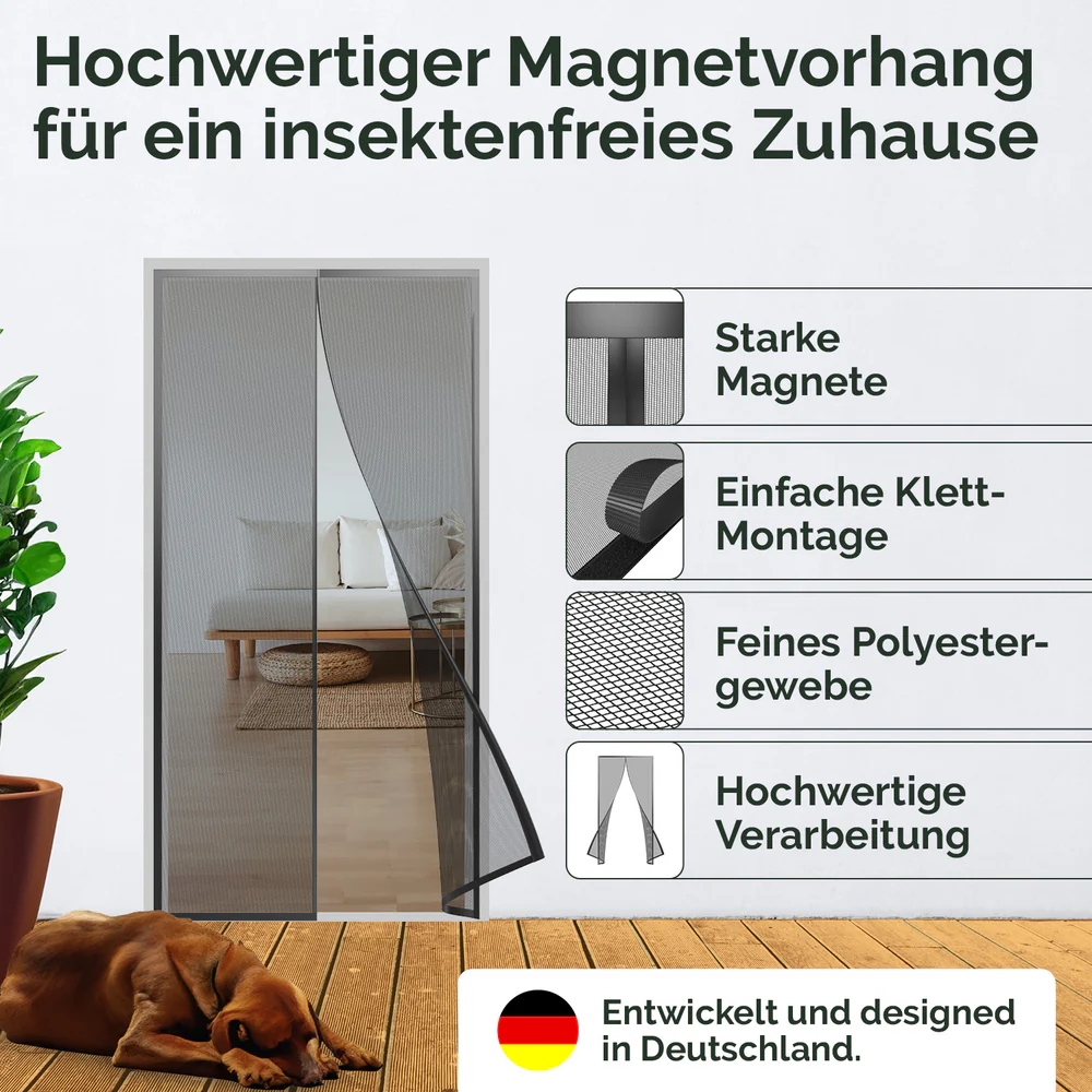 🦟 BEFRISTETES ANGEBOT: 50% RABATT! 🧲 Verstärkter magnetischer Mückenschutz-Vorhang – Einfache Montage ohne Bohren 🏡