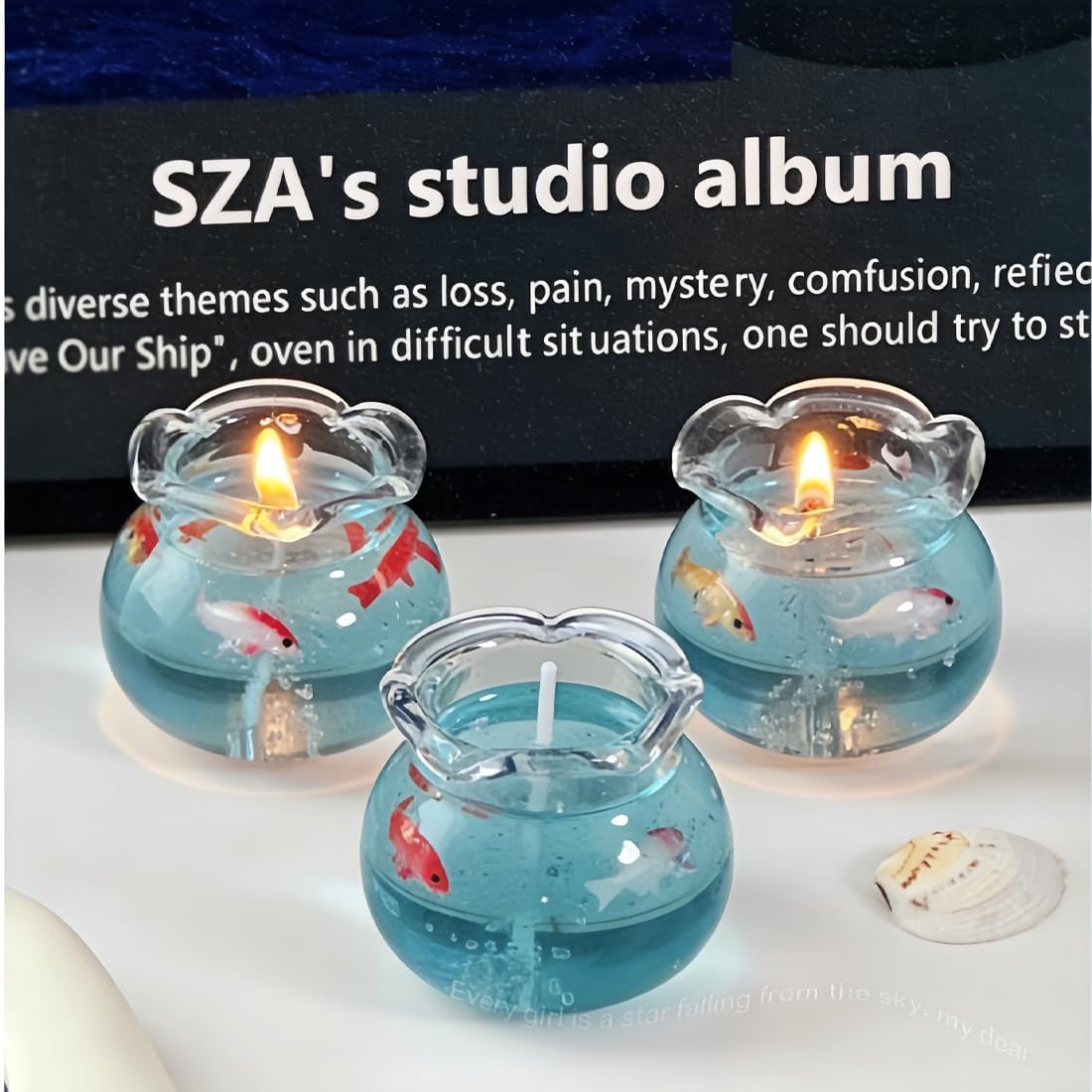 Mini Bubble Fish Tank Scented Candle, Cute Bubble Candle Dish, Handmade Gel Wax Candle, Fish Tank Decor, Aesthetic Home Decor, Scented Ocean Theme (6*Candle)