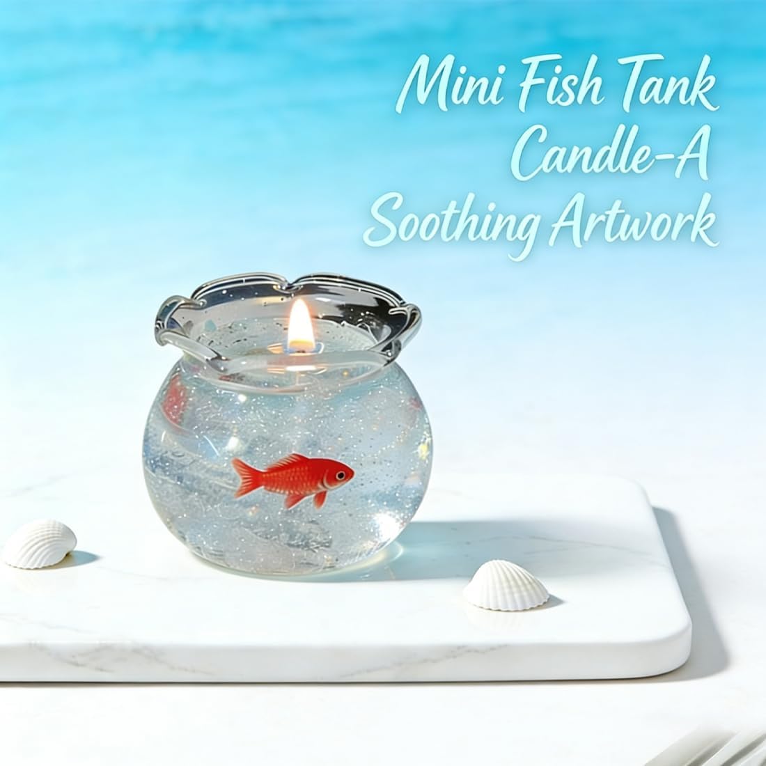 Mini Bubble Fish Tank Scented Candle, Cute Bubble Candle Dish, Handmade Gel Wax Candle, Fish Tank Decor, Aesthetic Home Decor, Scented Ocean Theme (6*Candle)