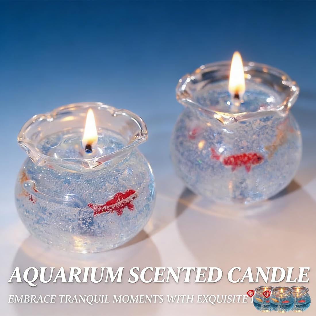 Mini Bubble Fish Tank Scented Candle, Cute Bubble Candle Dish, Handmade Gel Wax Candle, Fish Tank Decor, Aesthetic Home Decor, Scented Ocean Theme (6*Candle)