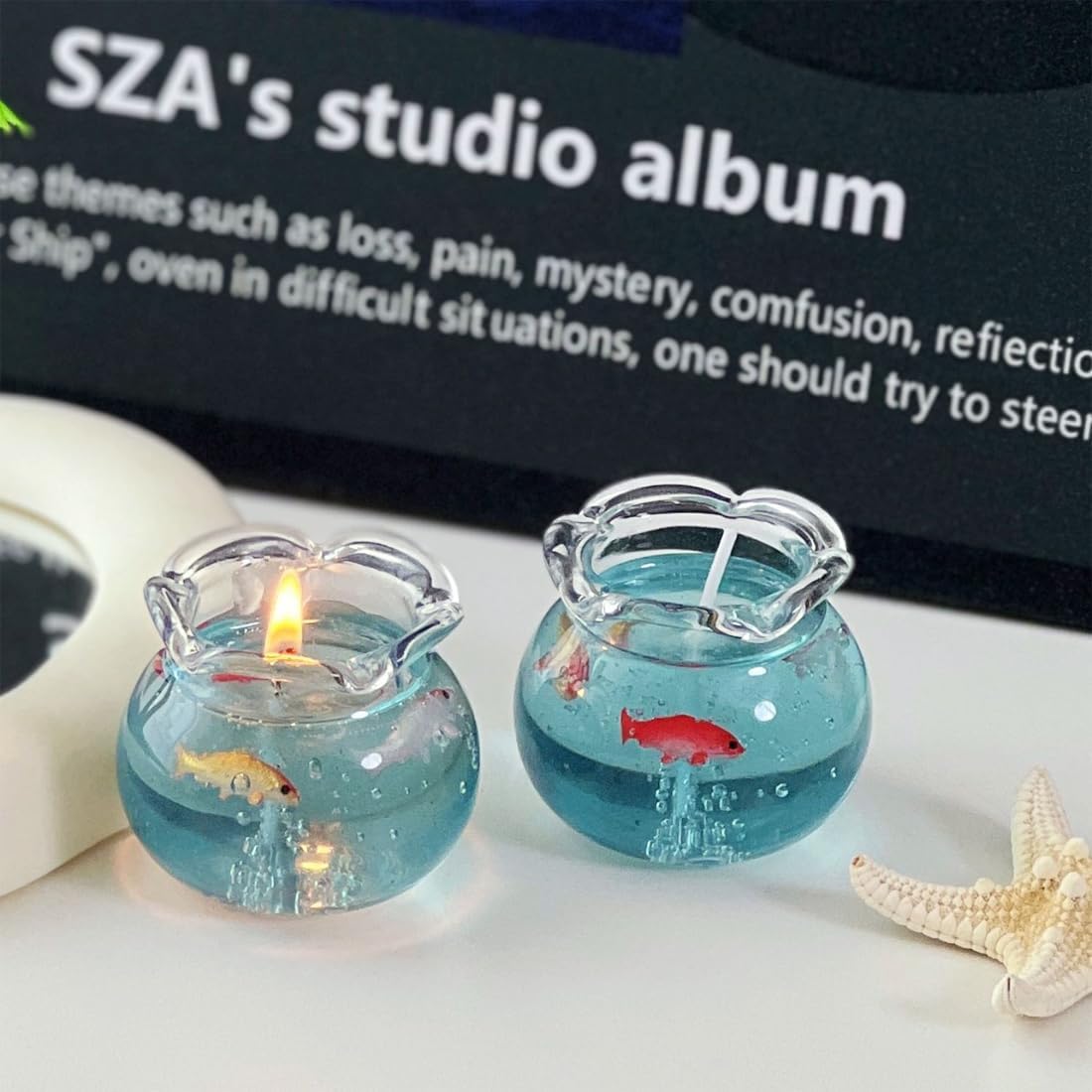 Mini Bubble Fish Tank Scented Candle, Cute Bubble Candle Dish, Handmade Gel Wax Candle, Fish Tank Decor, Aesthetic Home Decor, Scented Ocean Theme (6*Candle)
